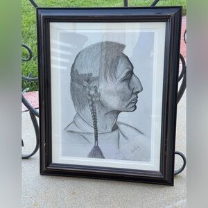 Framed Native American Inspired Portrait Print – Brad Darley Sign Repro 17” x 13